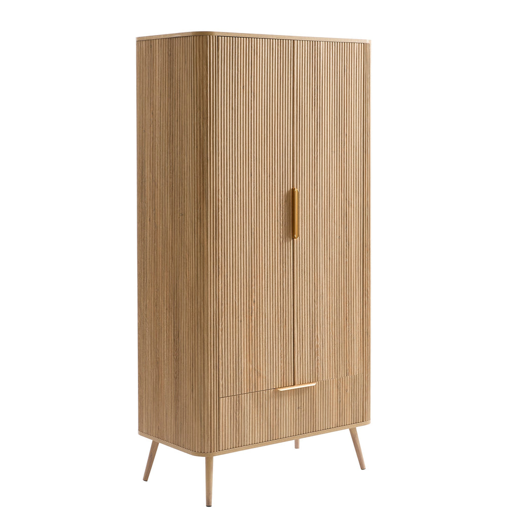 Armoire 2 portes avec tiroir - Bois clair