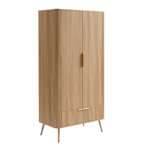 Armoire 2 portes avec tiroir - Bois clair