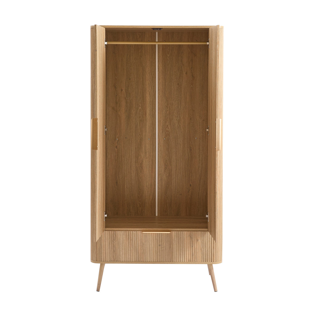 Armoire 2 portes avec tiroir - Bois clair