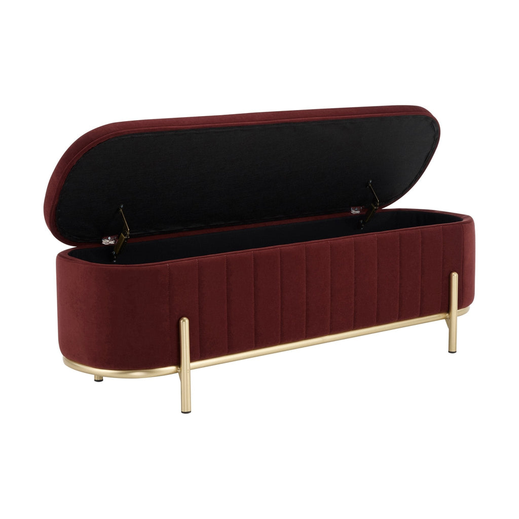 Banc de rangement capitonné – Rouille