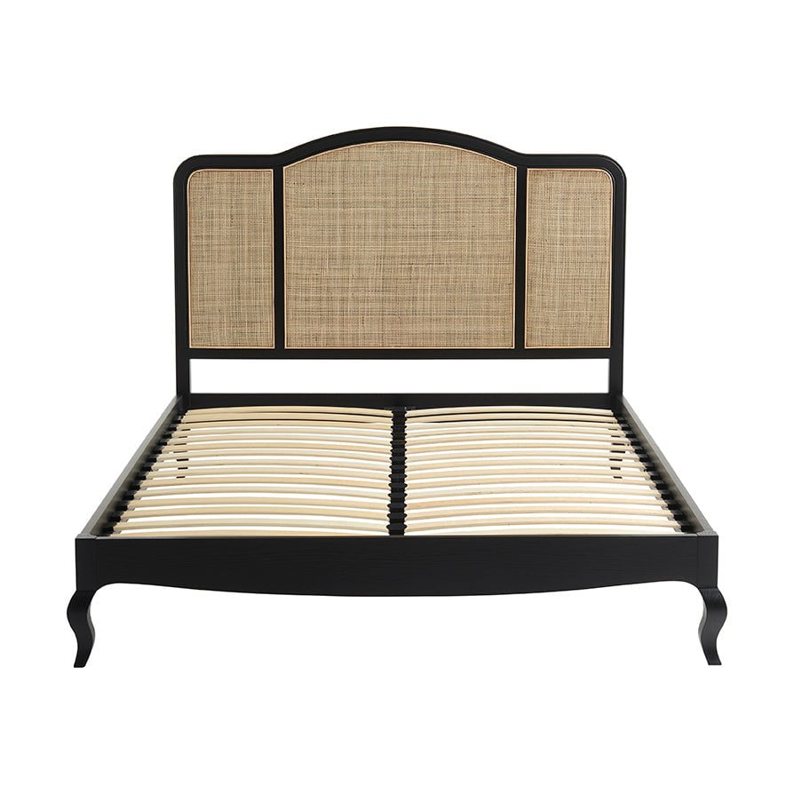 Structure de lit en rotin – Noir