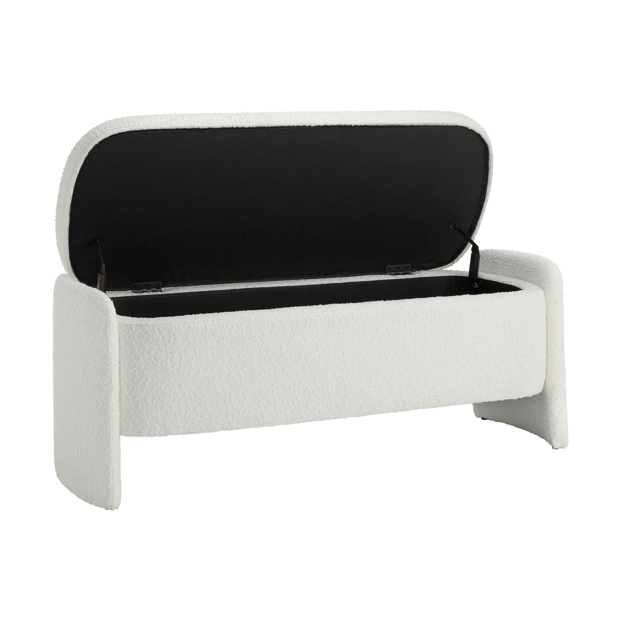 Banc de rangement incurvé Boucle - Blanc cassé