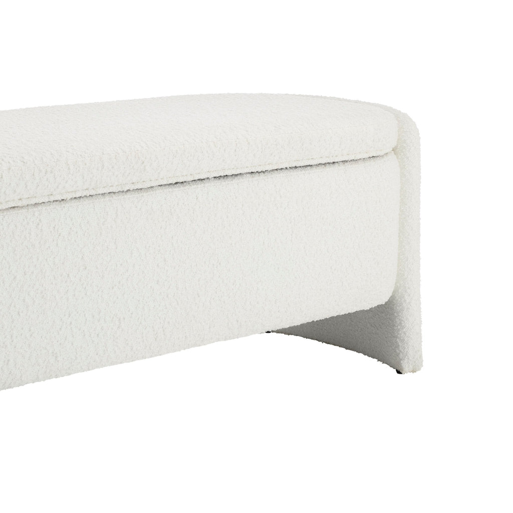 Banc de rangement incurvé Boucle - Blanc cassé