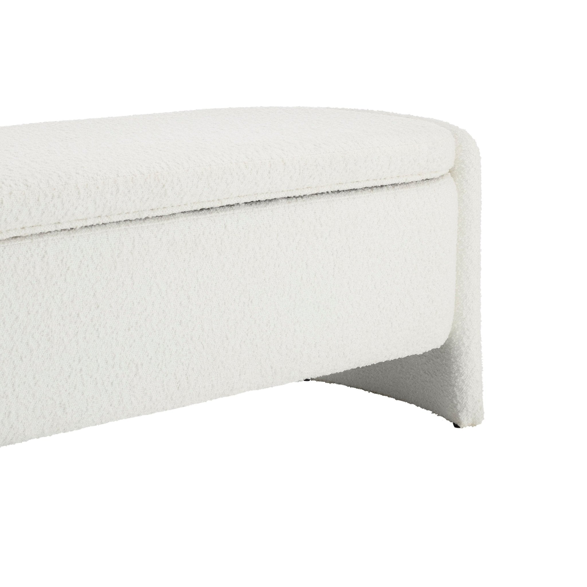 Banc de rangement incurvé Boucle - Blanc cassé