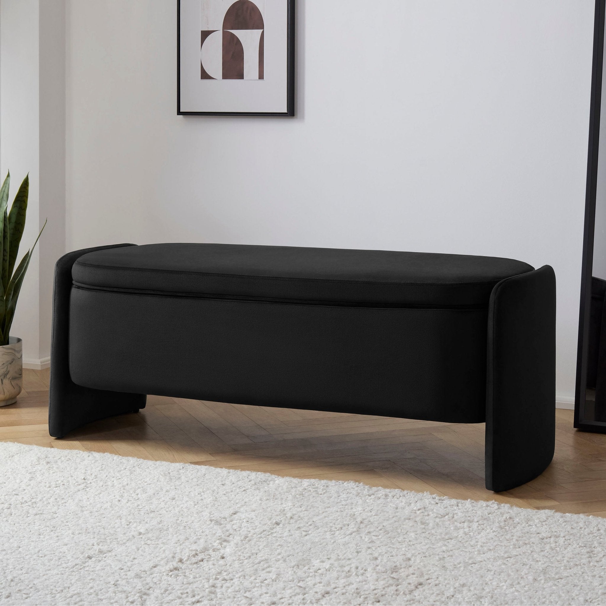 Banc de rangement incurvé - noir