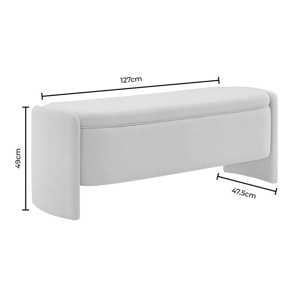 Banc de rangement incurvé Boucle - Blanc cassé