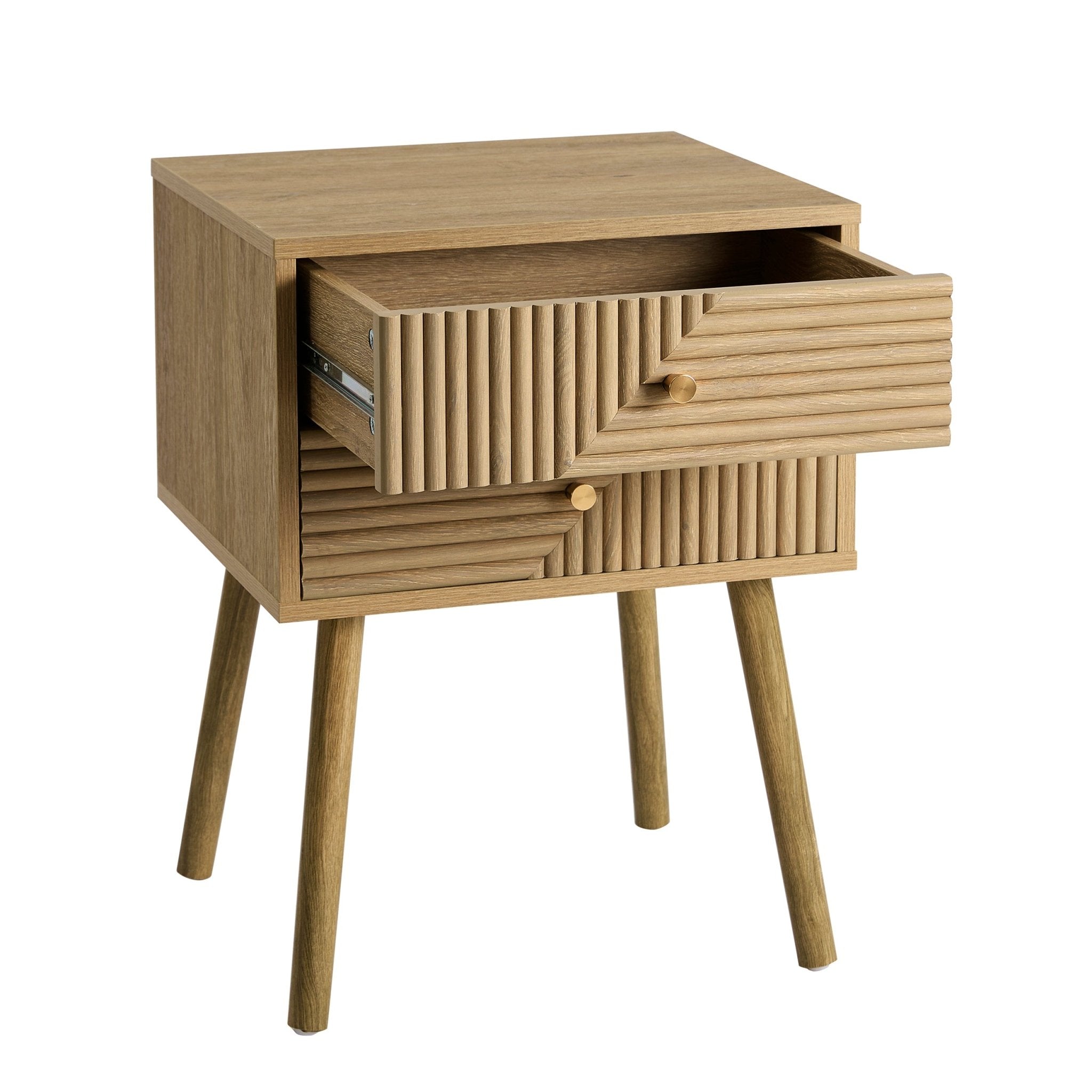 Table de chevet 2 tiroirs - Bois clair