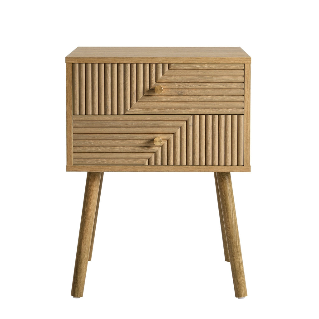 Table de chevet 2 tiroirs - Bois clair