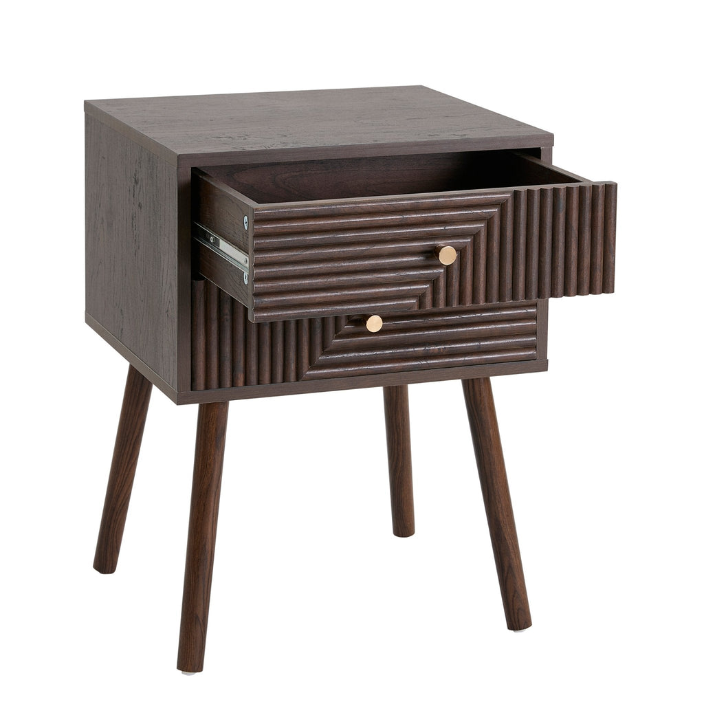 Table de chevet 2 tiroirs - Noyer