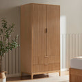 Armoire 2 portes avec tiroirs - Bois clair