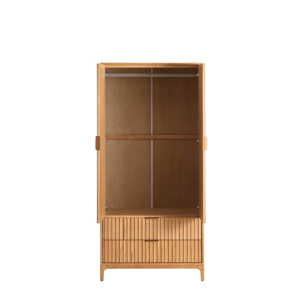 Armoire 2 portes avec tiroirs - Bois clair