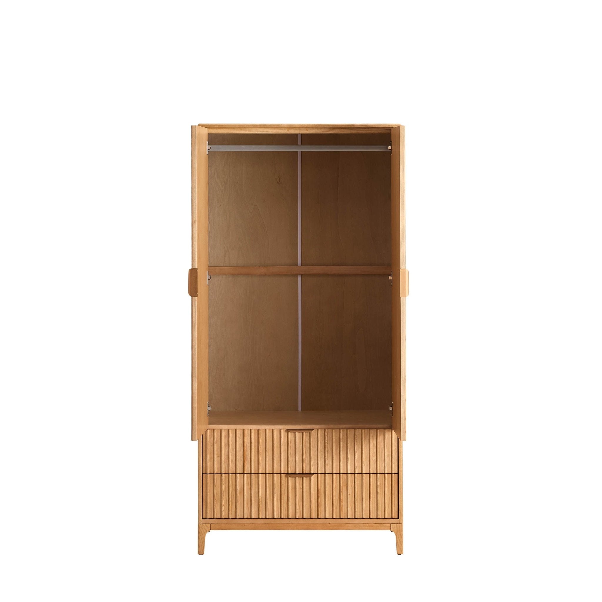 Armoire 2 portes avec tiroirs - Bois clair