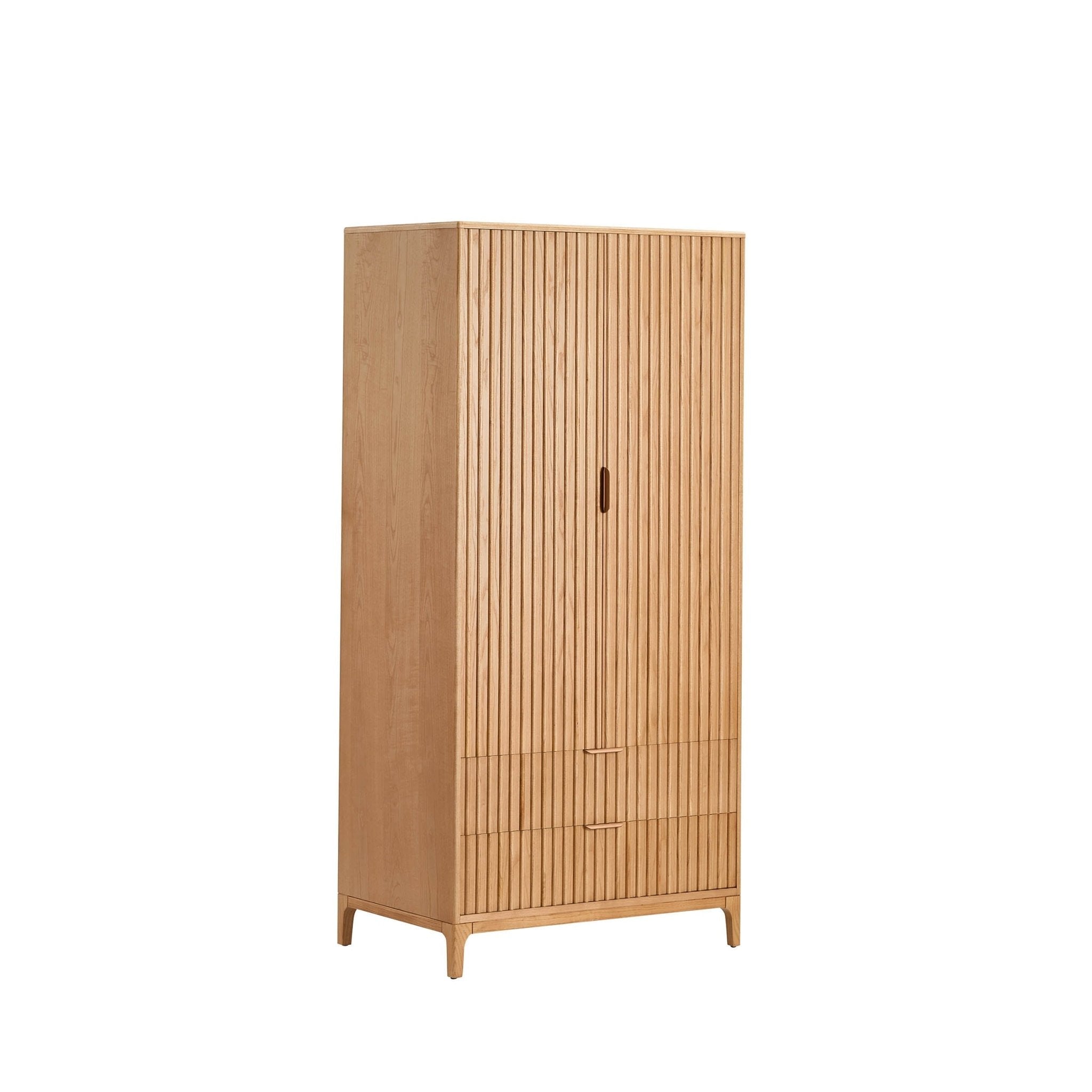 Armoire 2 portes avec tiroirs - Bois clair