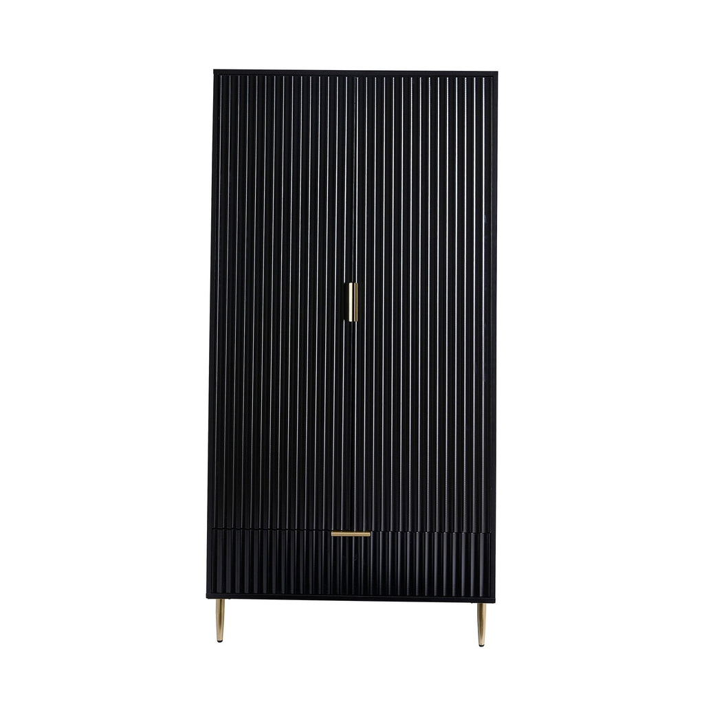 Armoire 2 portes avec tiroir - Noir