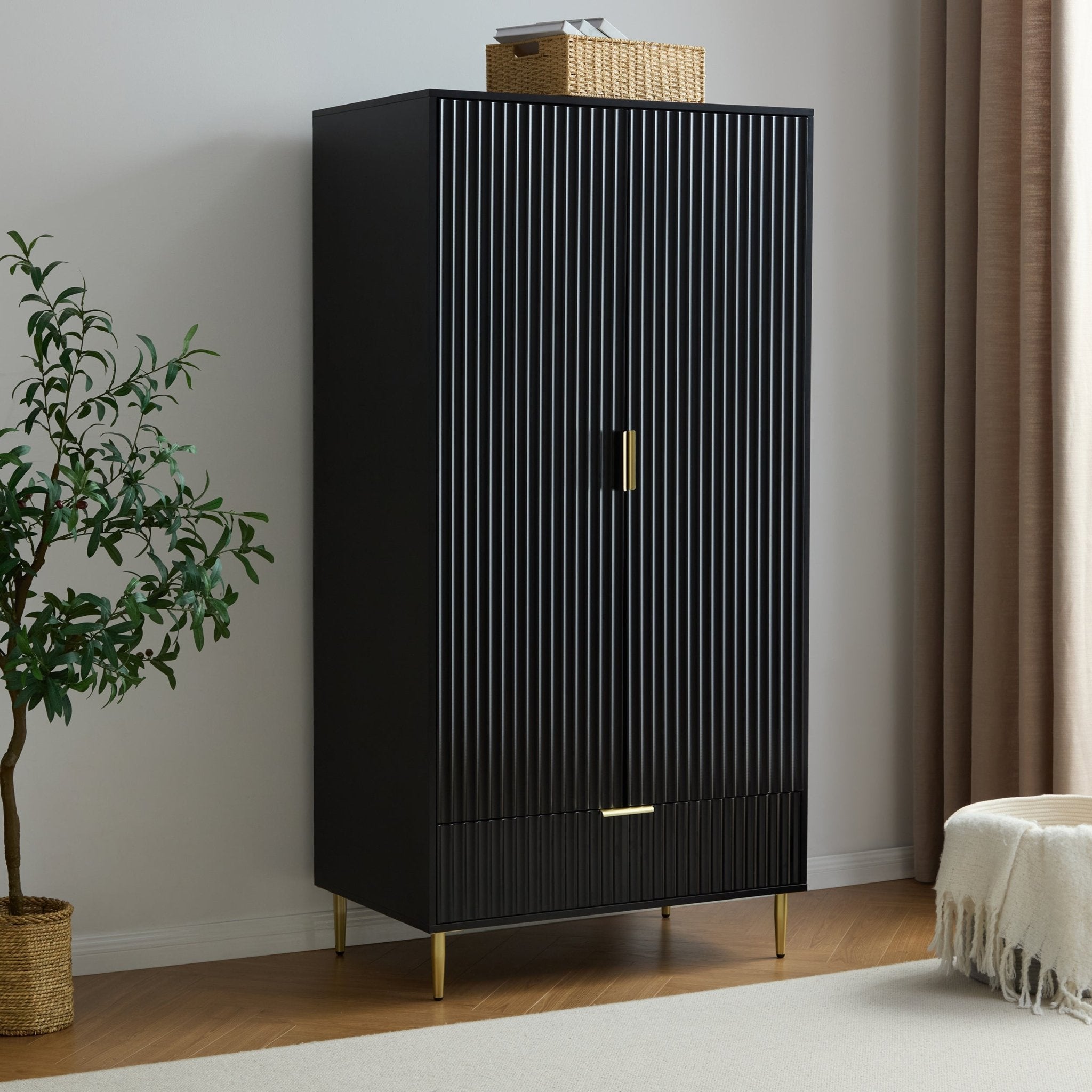 Armoire 2 portes avec tiroir - Noir