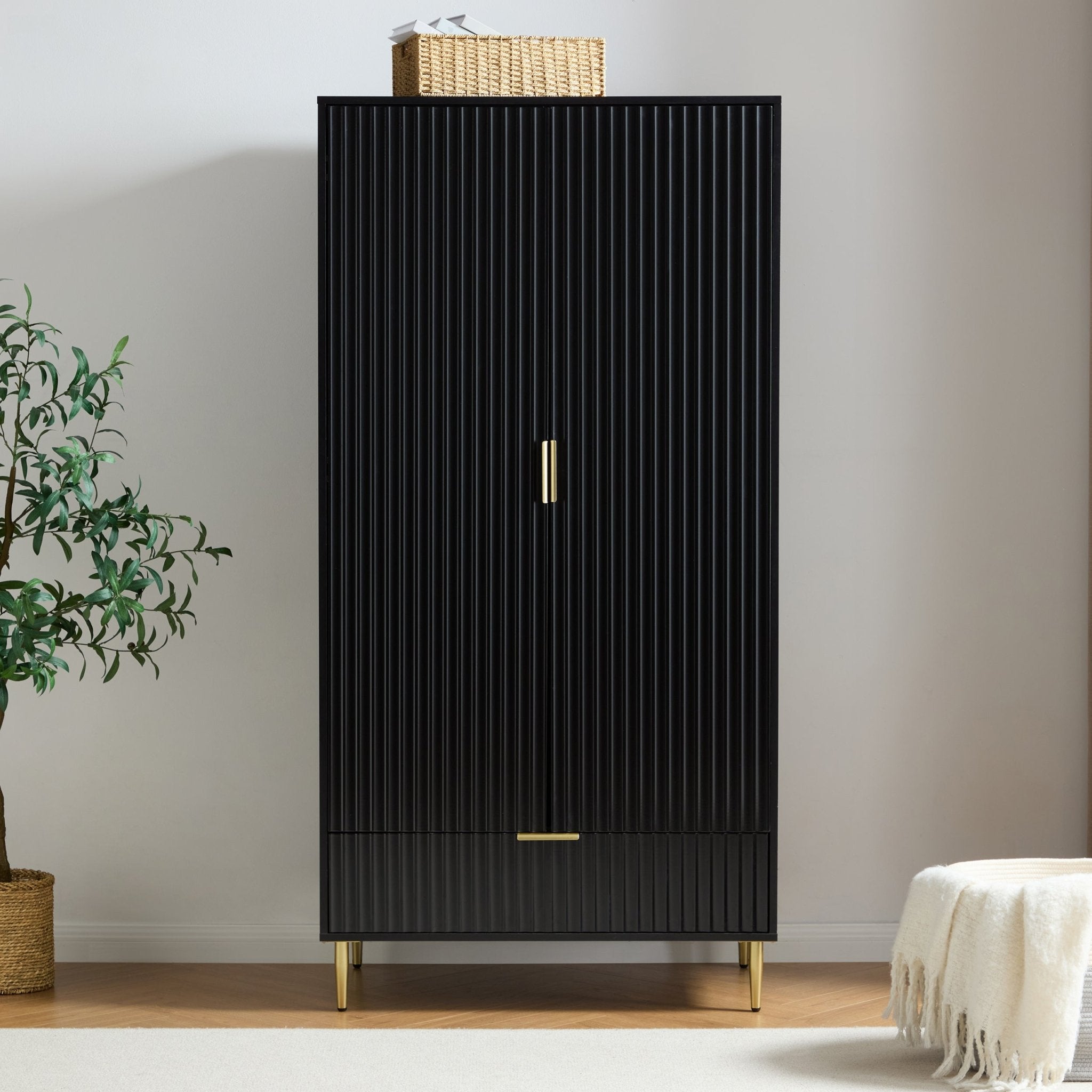Armoire 2 portes avec tiroir - Noir