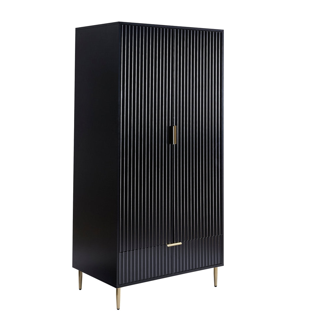 Armoire 2 portes avec tiroir - Noir