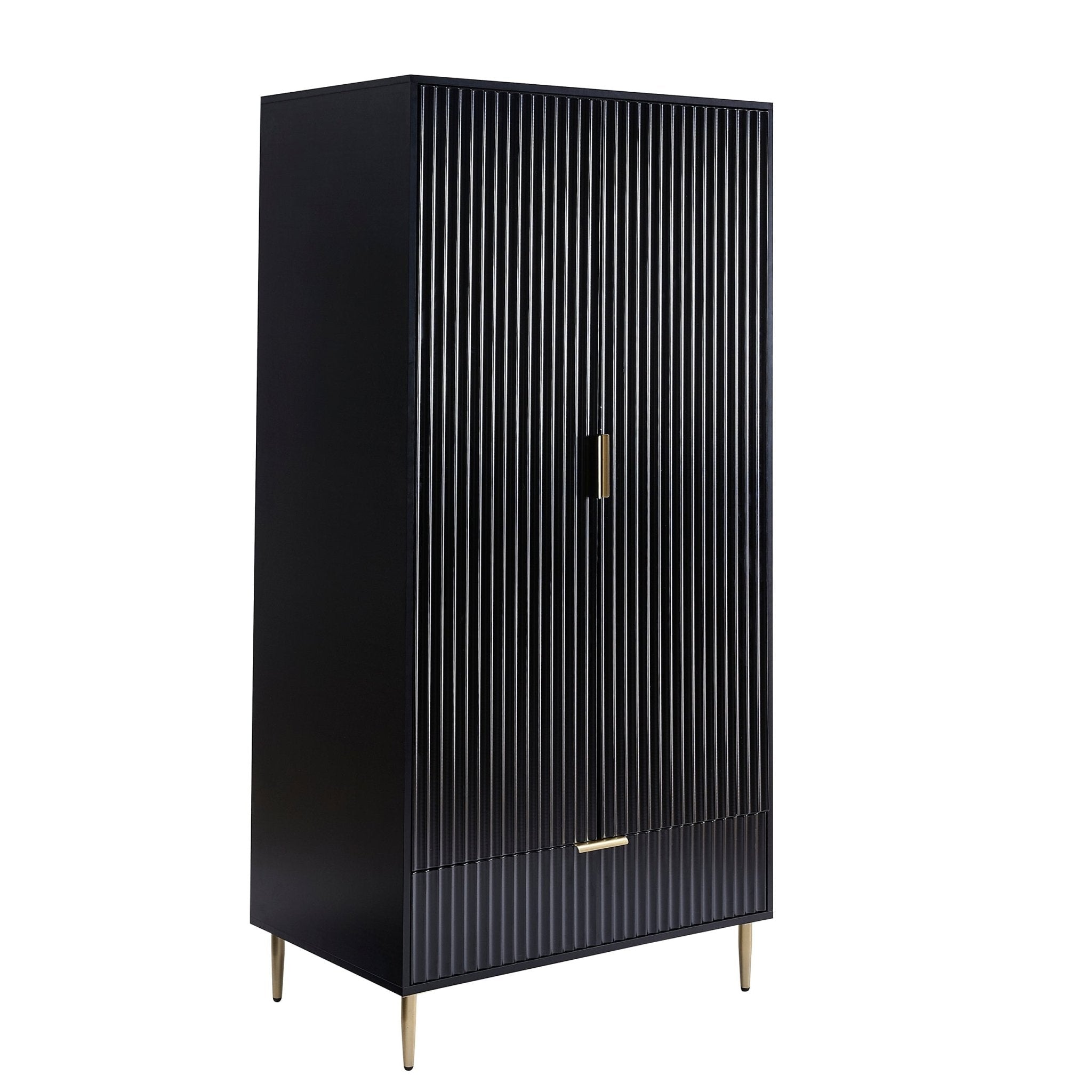 Armoire 2 portes avec tiroir - Noir