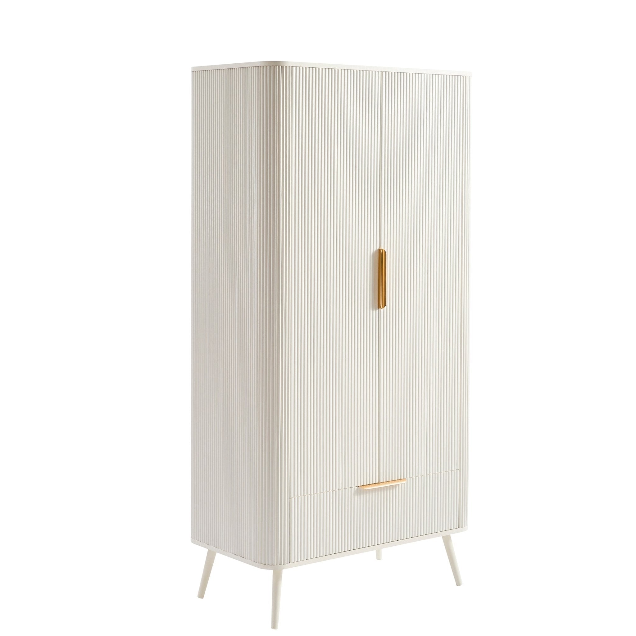 Armoire 2 portes avec tiroir - Blanc chaud