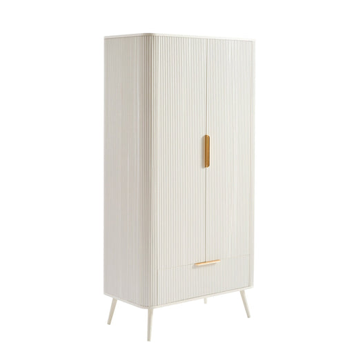 Armoire 2 portes avec tiroir - Blanc chaud