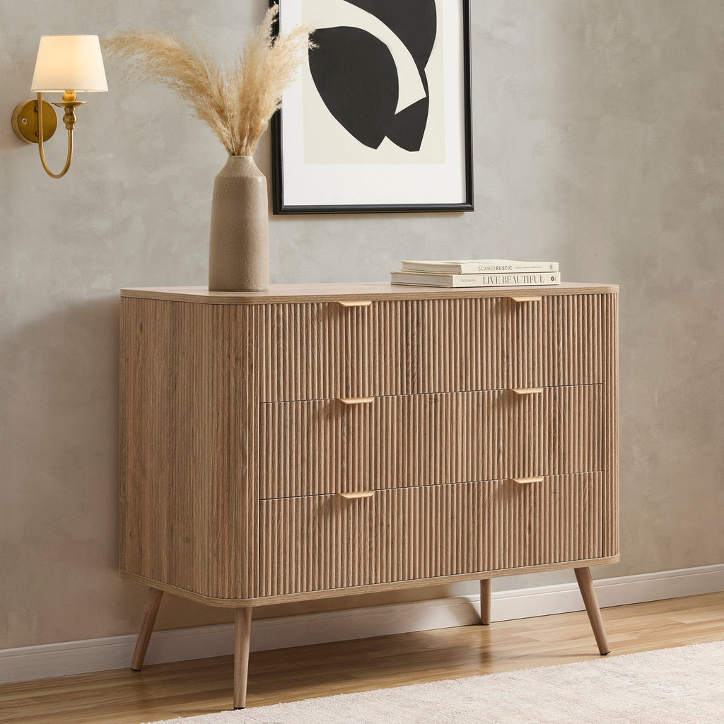 Commode grande 3 tiroirs - Bois clair
