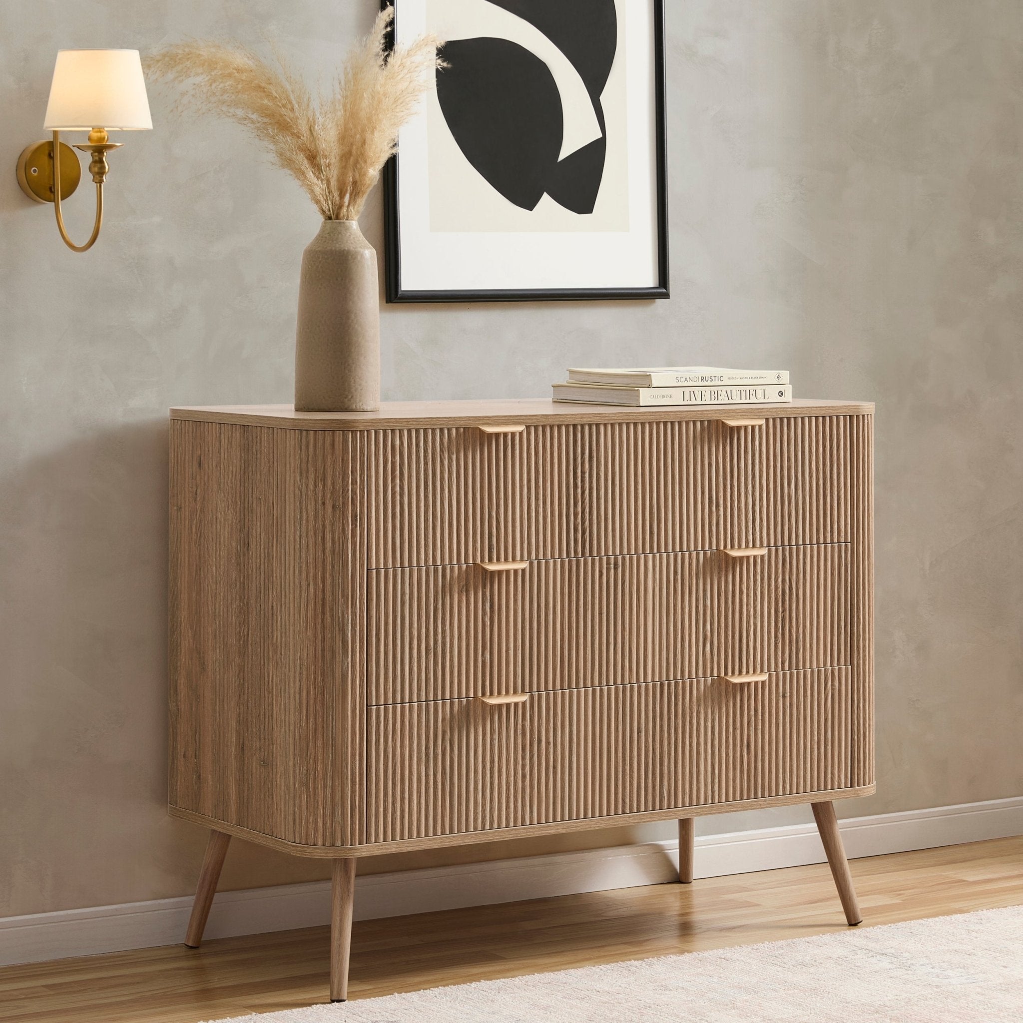 Commode grande 3 tiroirs - Bois clair