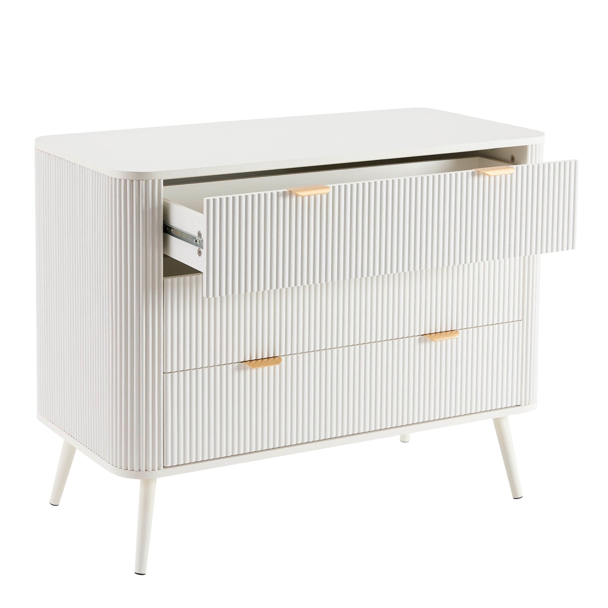 Commode 3 tiroirs grande - Blanc chaud