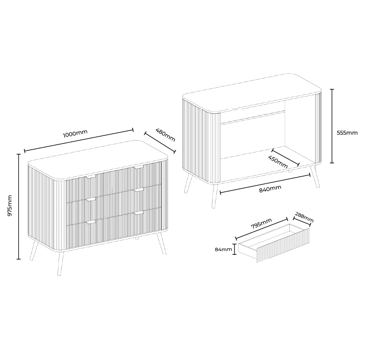 Commode grande 3 tiroirs - Bois clair