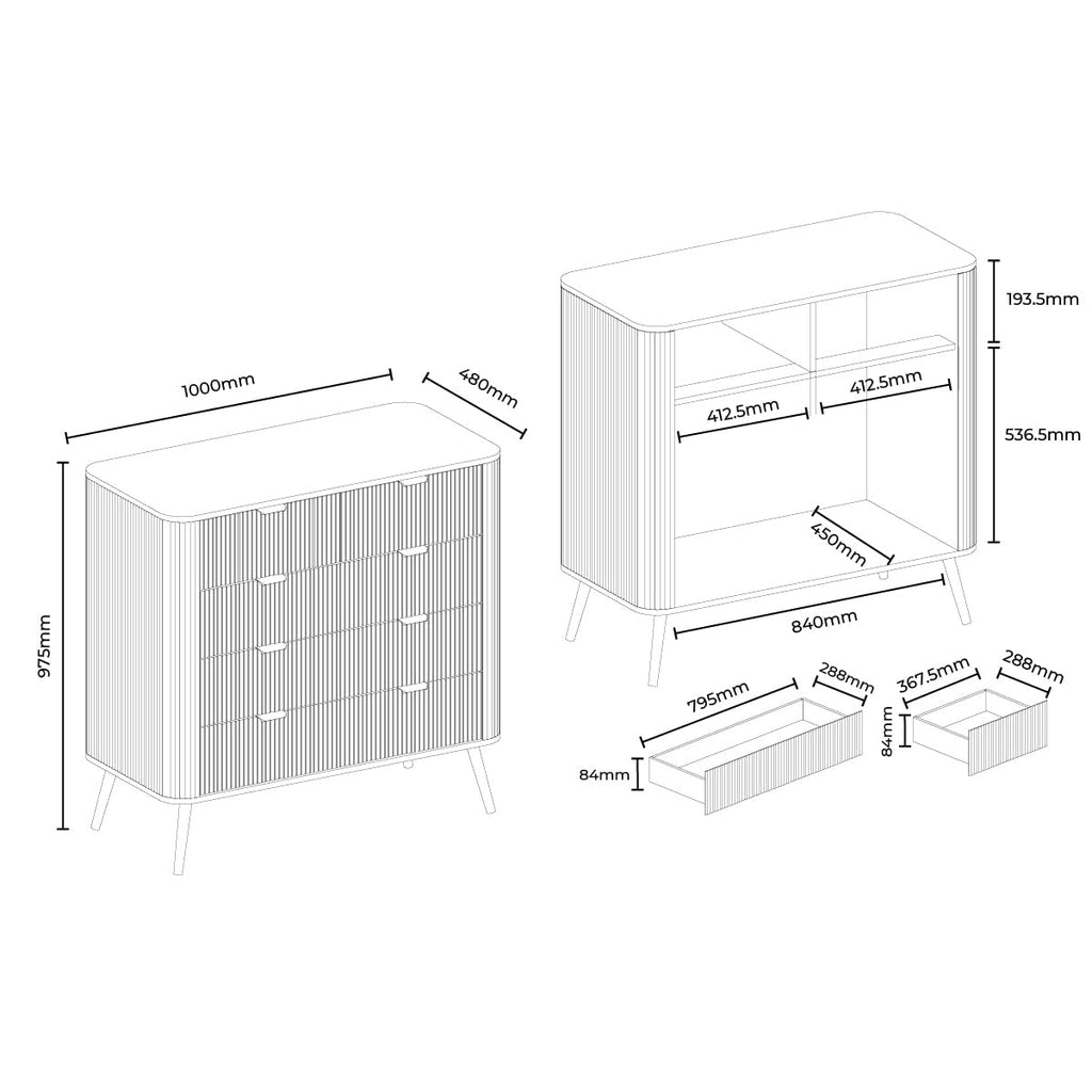Commode 5 tiroirs - Blanc chaud
