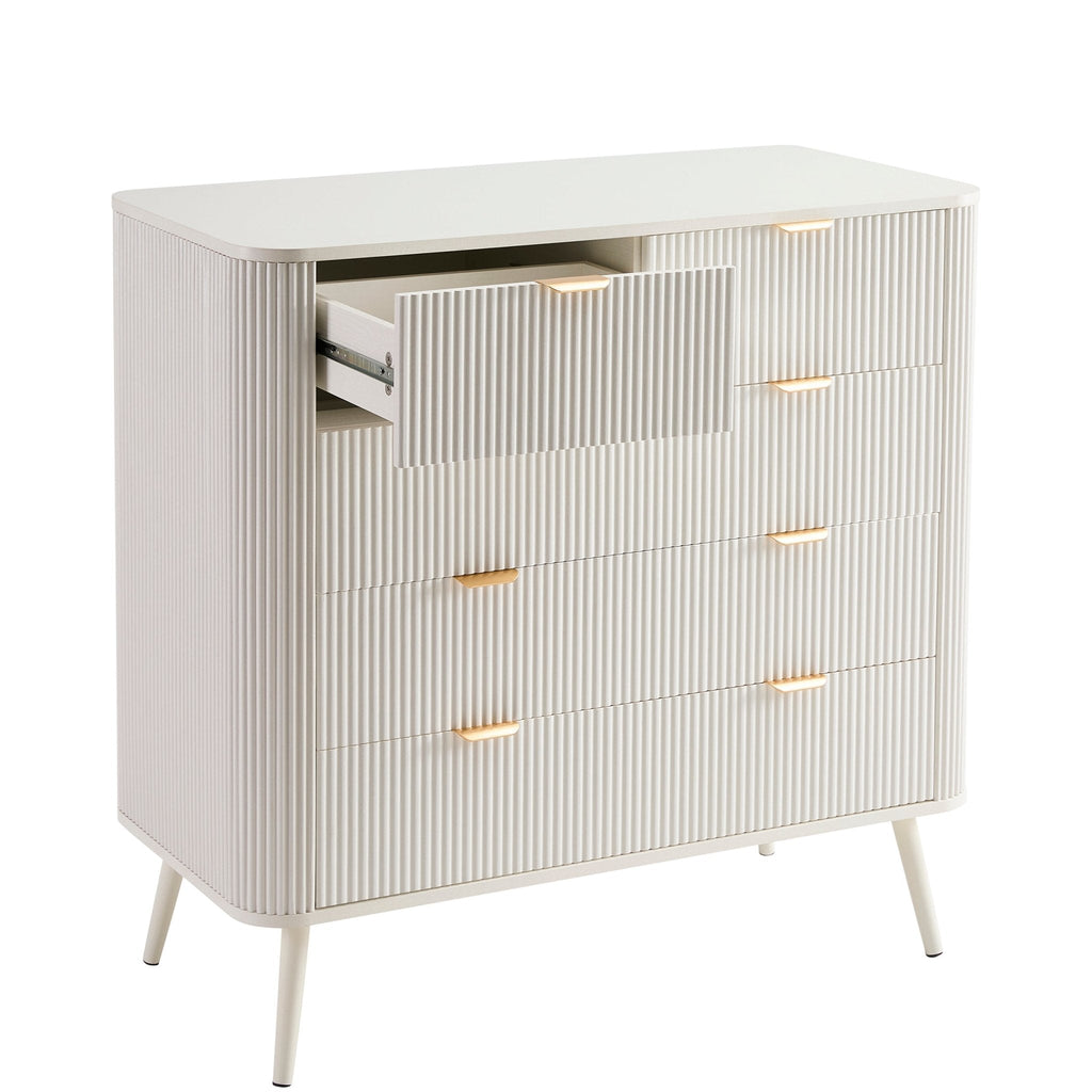 Commode 5 tiroirs - Blanc chaud