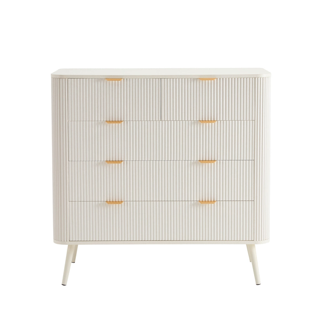 Commode 5 tiroirs - Blanc chaud