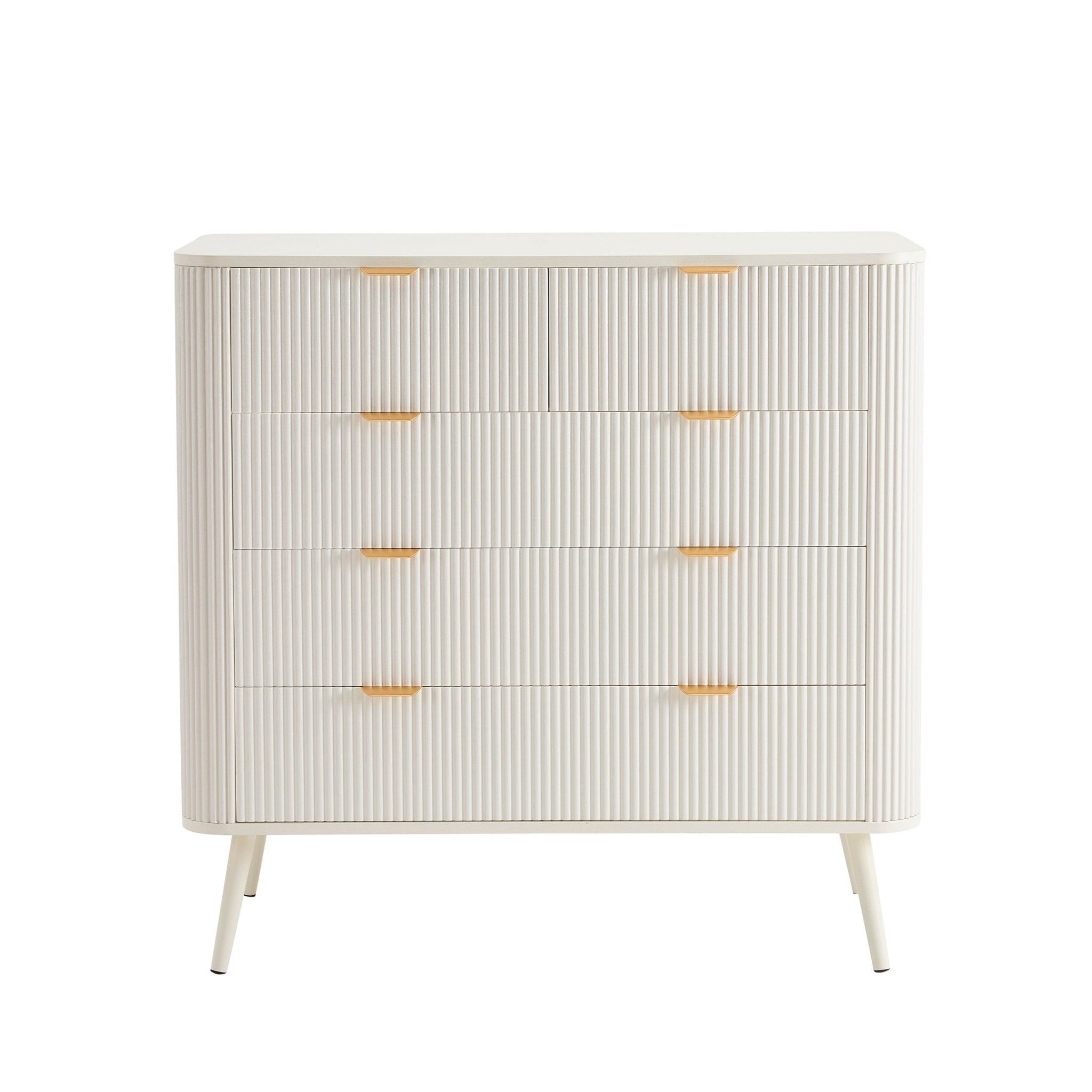 Commode 5 tiroirs - Blanc chaud