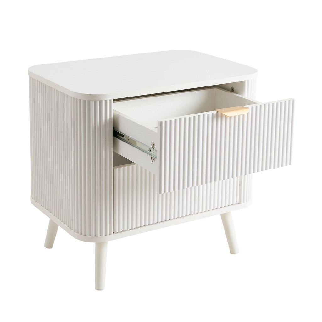 Table de chevet 2 tiroirs - Blanc chaud