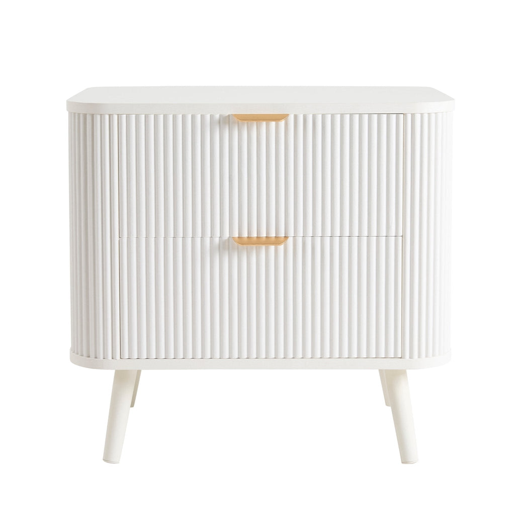 Table de chevet 2 tiroirs - Blanc chaud
