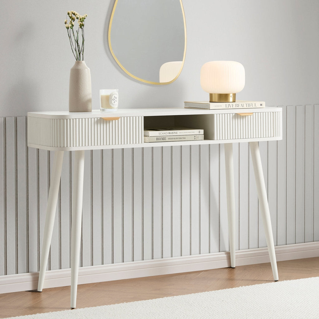 Coiffeuse Console de Rangement - Blanc Chaud