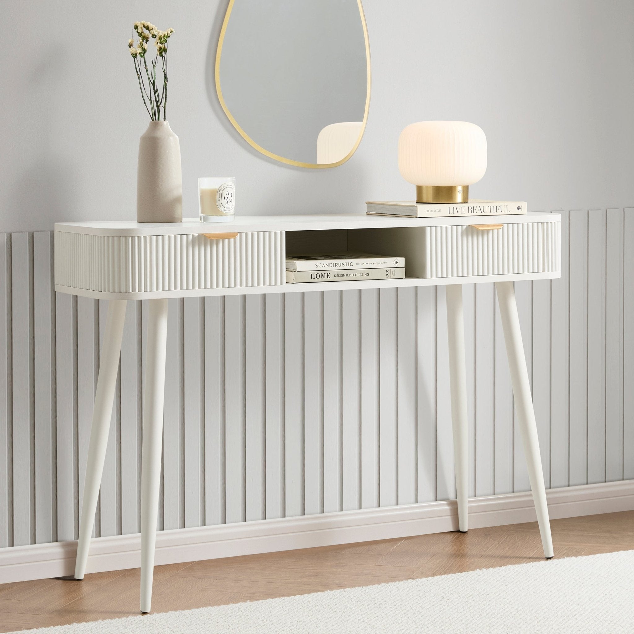 Coiffeuse Console de Rangement - Blanc Chaud