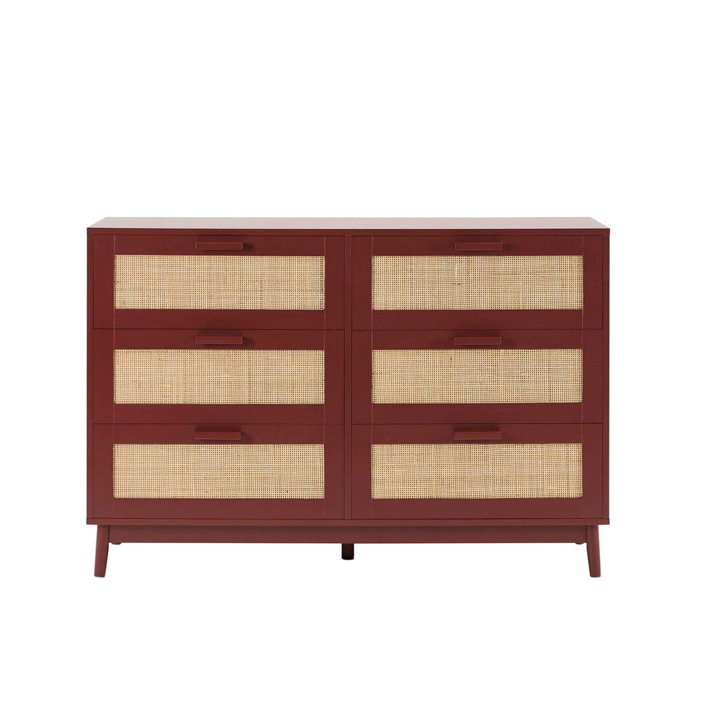 Commode 6 tiroirs - Rouge brûlé