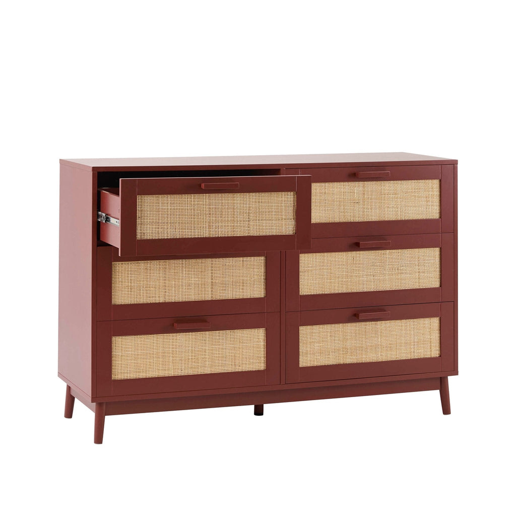 Commode 6 tiroirs - Rouge brûlé