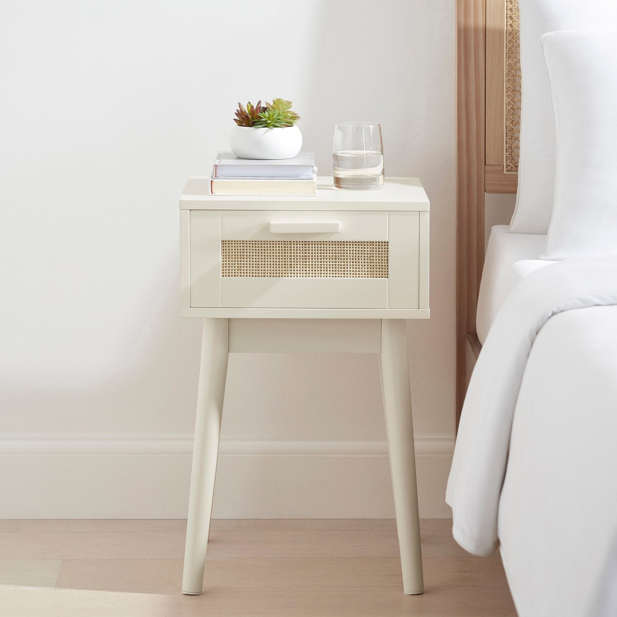 Table de chevet à 1 tiroir - Crème