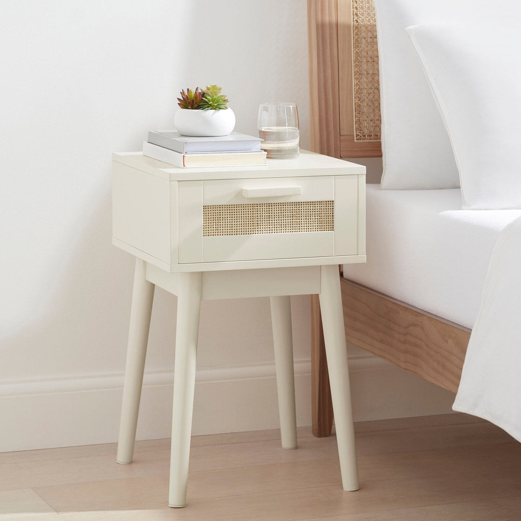 Table de chevet à 1 tiroir - Crème