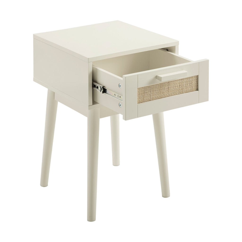 Table de chevet à 1 tiroir - Crème