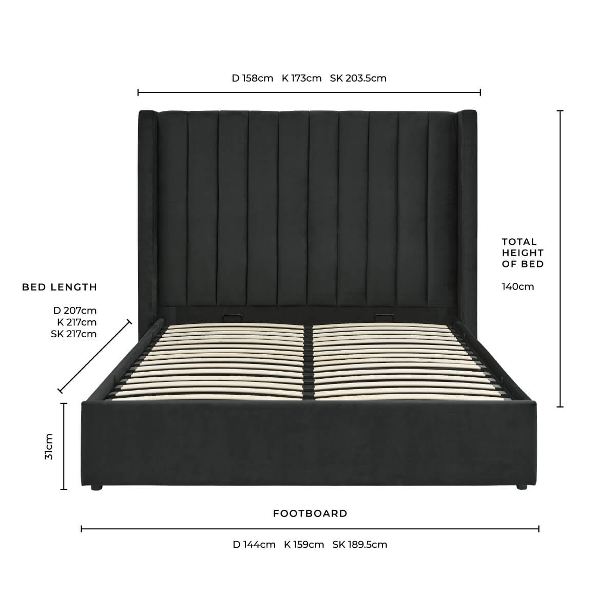 Lit coffre - Noir graphite