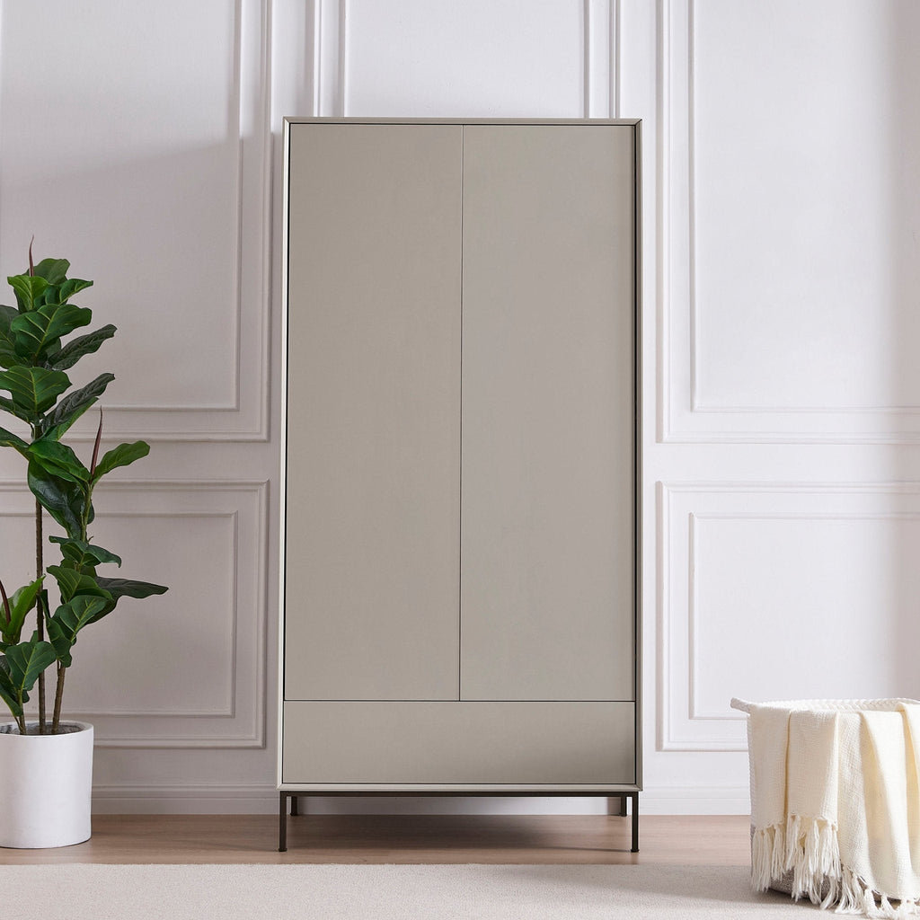 Armoire 2 Portes avec Tiroir - Taupe
