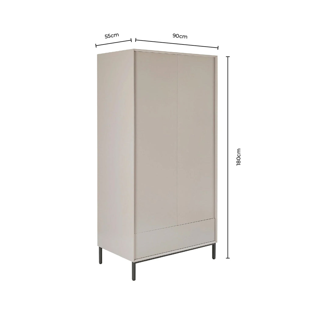 Armoire 2 Portes avec Tiroir - Taupe