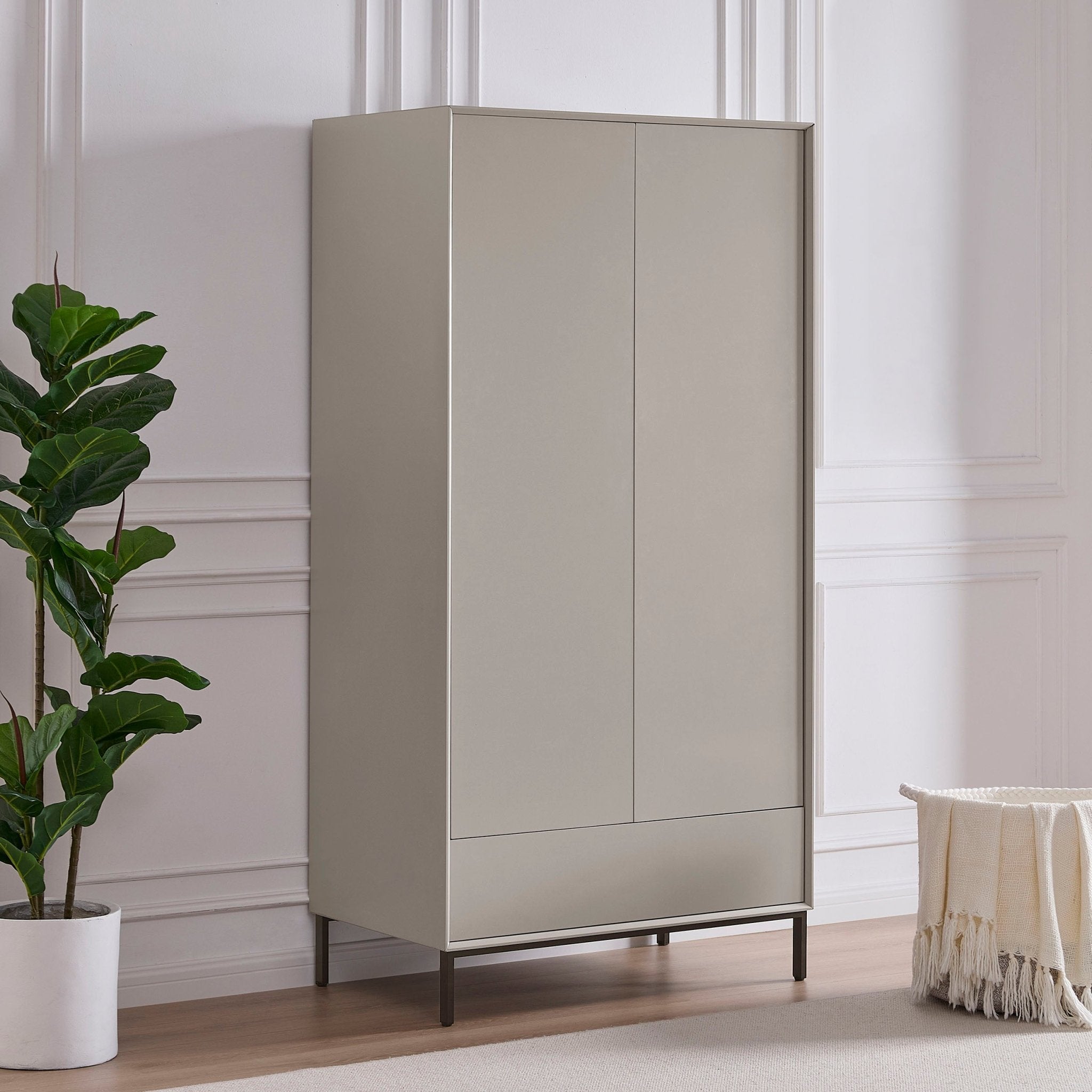 Armoire 2 Portes avec Tiroir - Taupe