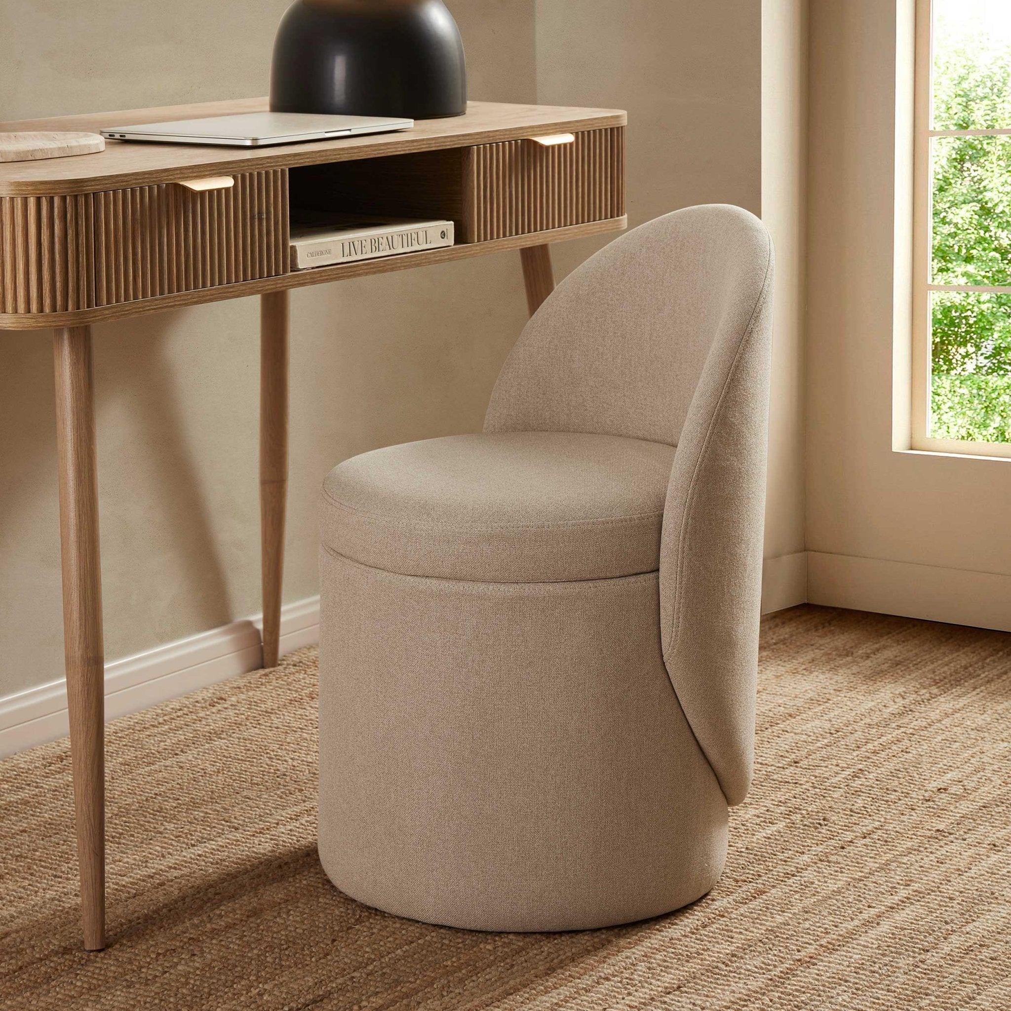 Console Coiffeuse Rangement - Bois clair