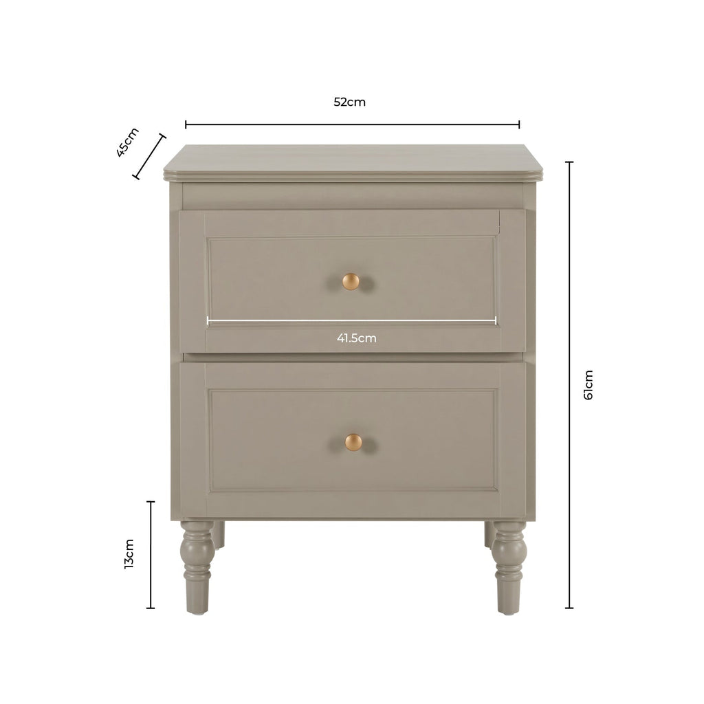 Table de chevet 2 tiroirs - Taupe