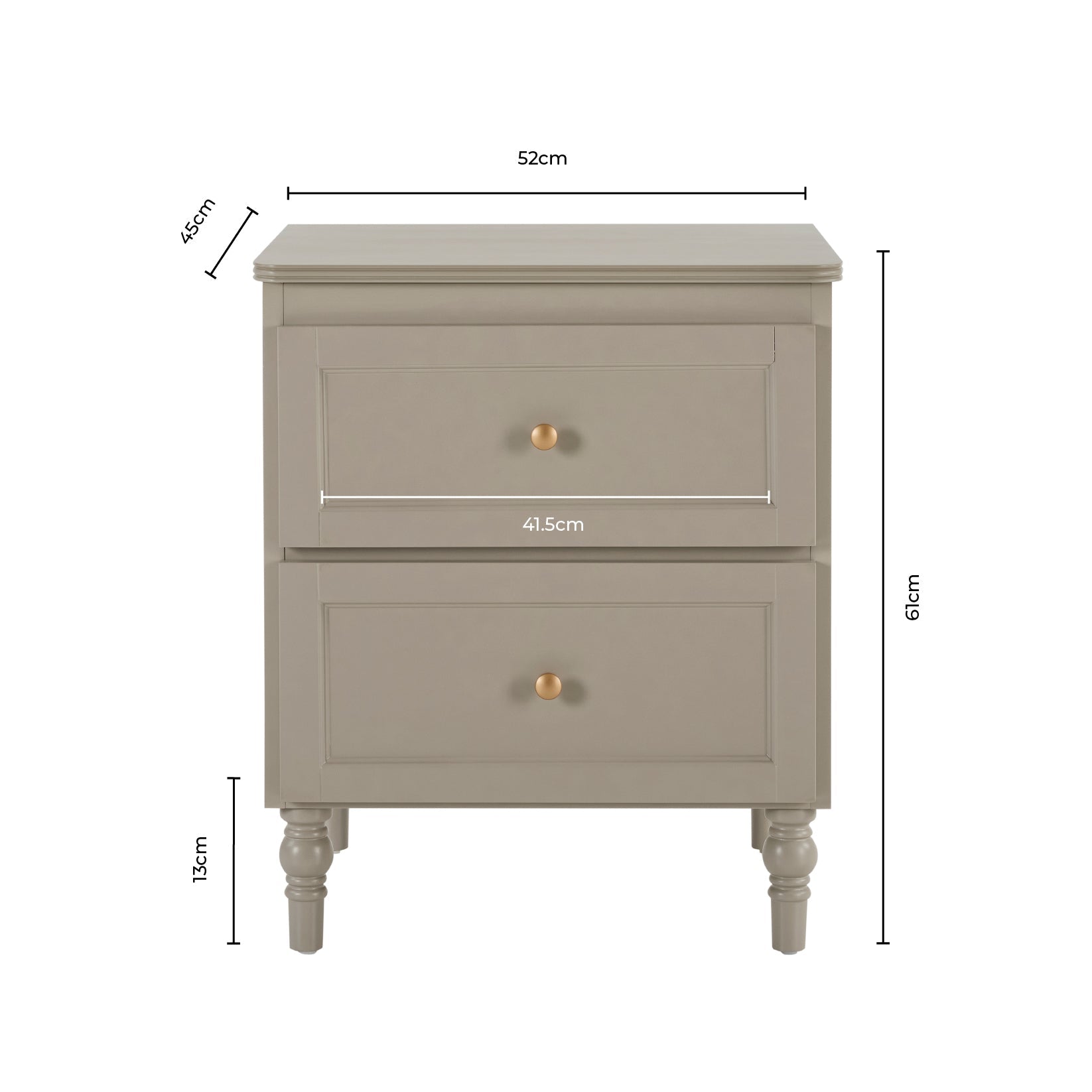 Table de chevet 2 tiroirs - Taupe