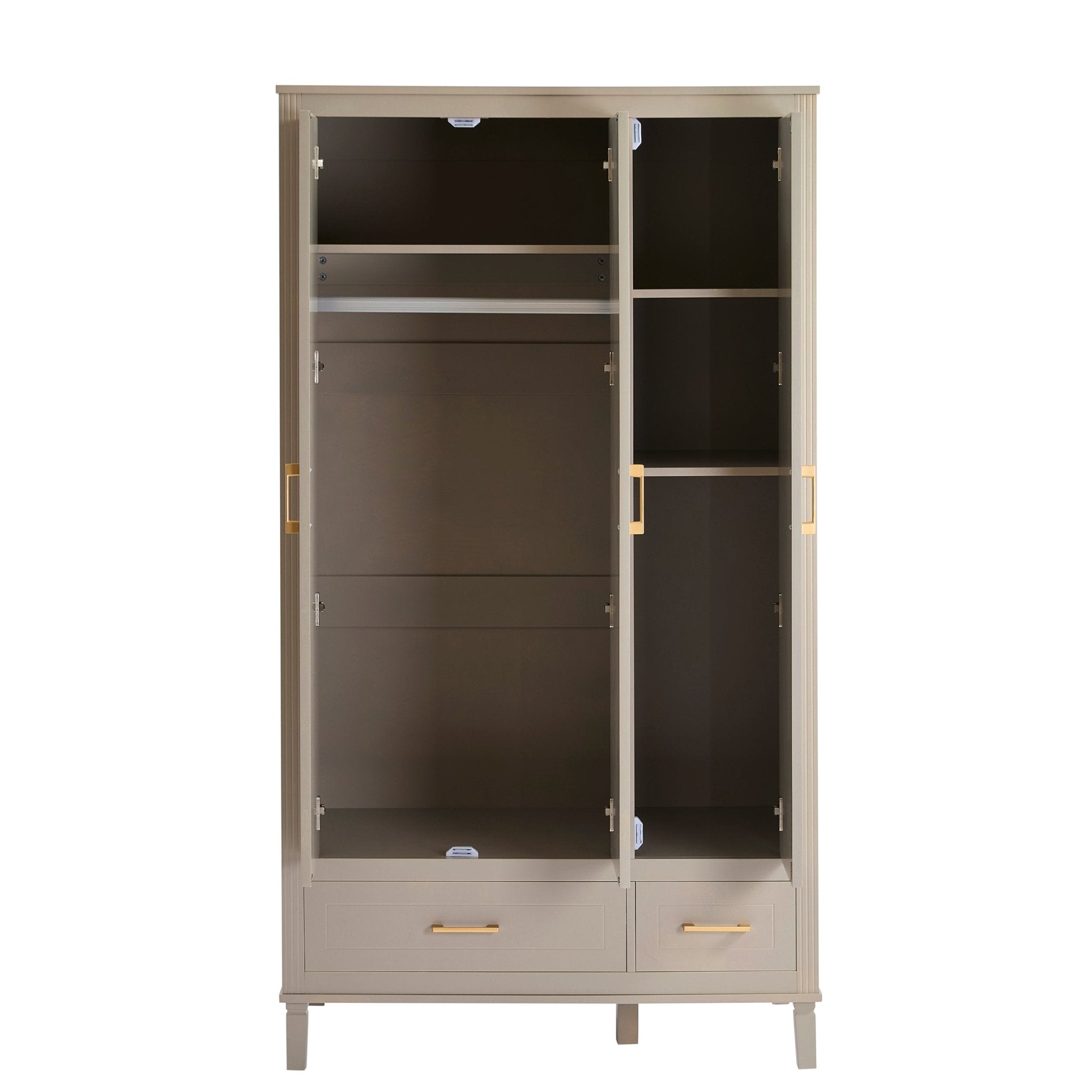 Armoire 3 portes avec tiroirs - Taupe