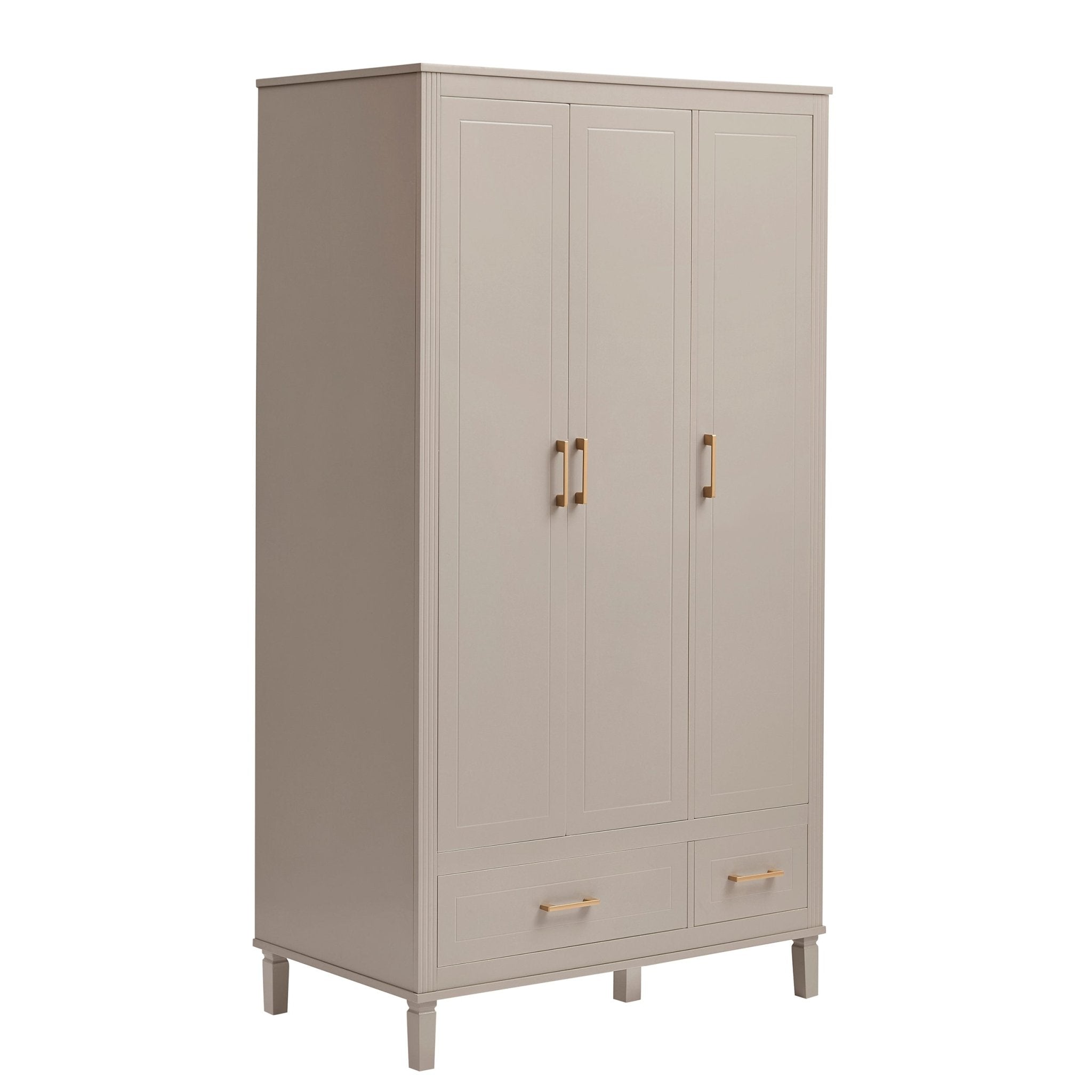 Armoire 3 portes avec tiroirs - Taupe